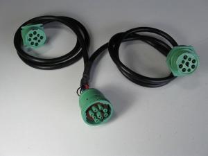 Wholesale Green Deutsch 9-Pin J1939 Female to J1939 Male and Threaded J1939 Male Y Cable from china suppliers