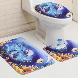 China Three Piece Bathroom Mat Toilet Carpet Set 3D Dolphin Printed on sale