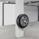 Carbon Steel Car Tyre Wall Mount Set for 4 Rims Single Tyre Display Stand for
