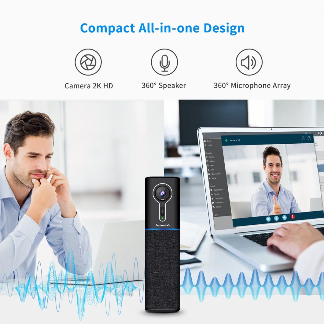 Tongveo AI Conference Video Camera with Microphone and Speaker, Conference Webcam