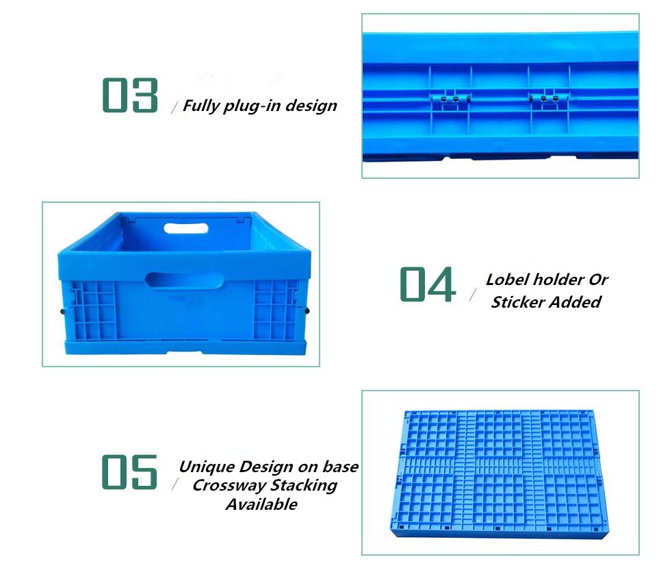 600x400x175 small foldable plastic storage boxes collapsible bins