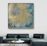 Handmade Gold Abstract Art Canvas Paintings For Christmas Wall Decorations 80 cm