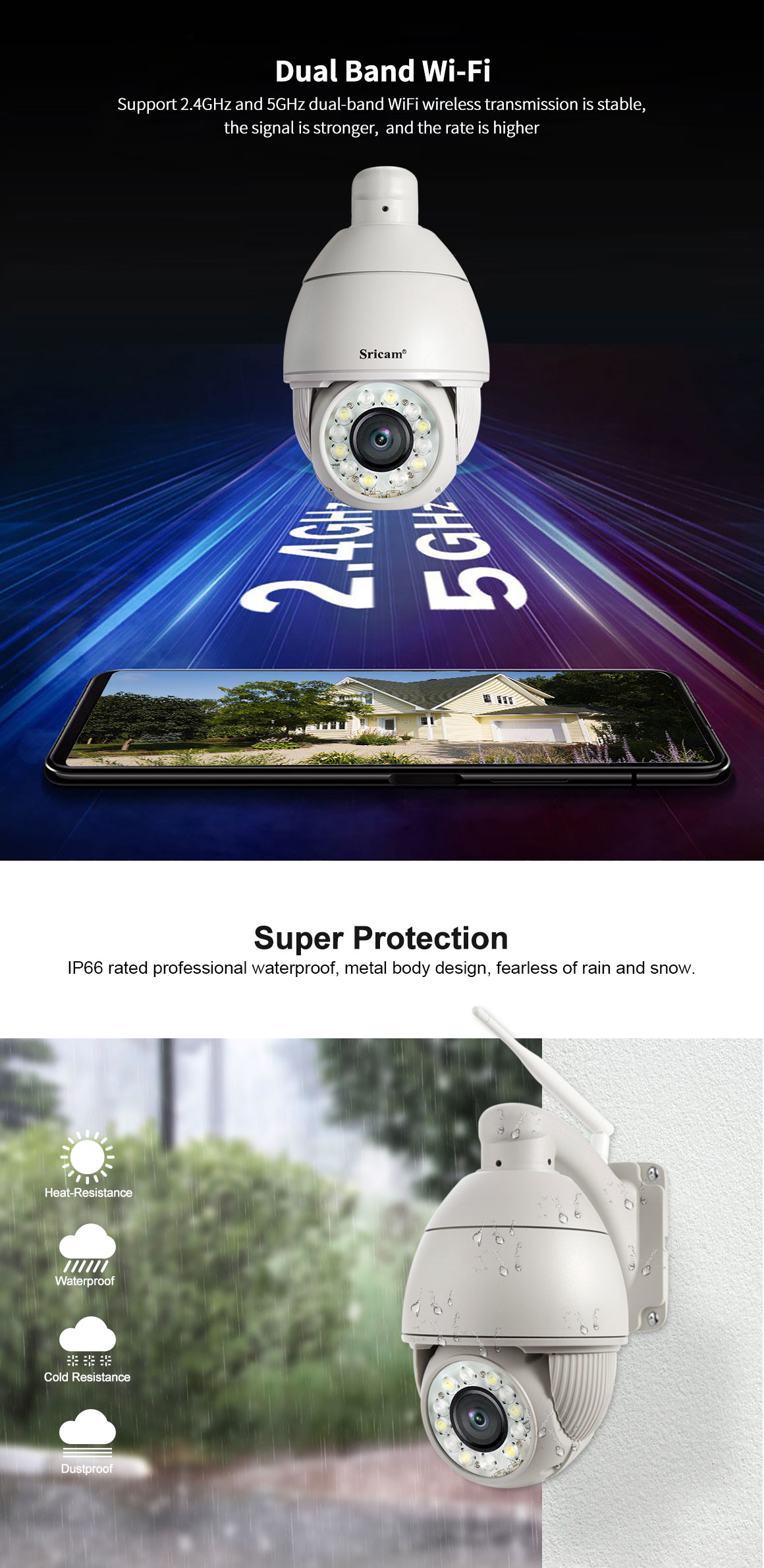 SP008 IP Camera Waterproof Outdoor 5x Optical Zoom HD 5MP 5 G Wifi 4 Inches PTZ CCTV Camera
