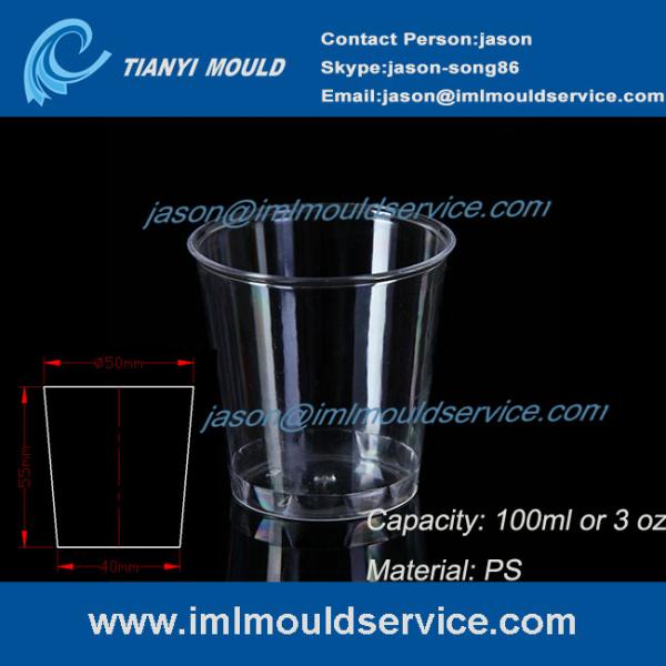 clear 100ml thin wall PS plastic disposable drinking cups mould manufacturers