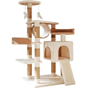 Wholesale Teddy Fleece Tall Cat Climbing Tree ModernWood Large Cat Climbing Frame from china suppliers