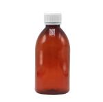 250ml Round Amber Prescription Pharmacy PET Liquid Medicine Scaled Container