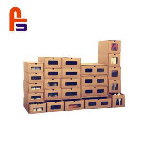 Wholesale Customized Kraft Paper With Clear PVC Window Cardboard Shoe Storage Boxes from china suppliers