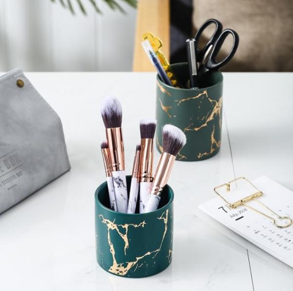 Home Decor Ceramic Desk Pen Holder Stand Pencil Cup Holder Organizer Makeup