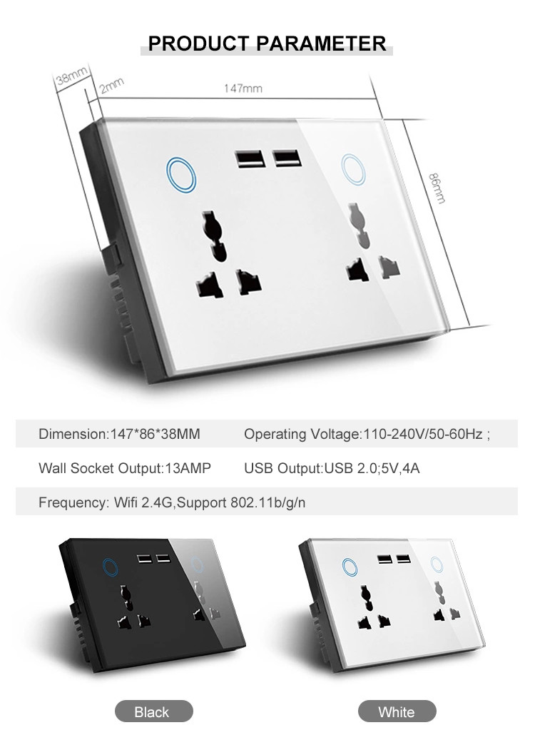 Smart Home Uk Socket Wifi Wall Socket With Usb Socket Charger/wifi Wall Socket Uk/smart Wifi Wall Outlet