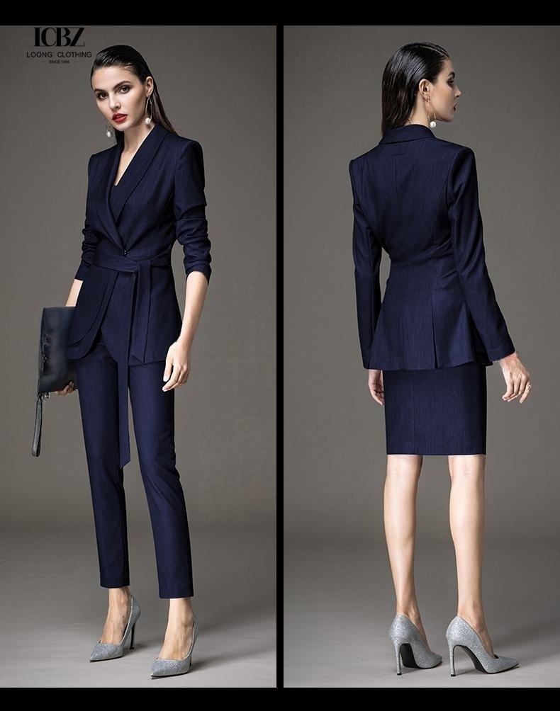Classic Womens Suits Set for Women Lady Business Suits NO Hooded Button Decoration
