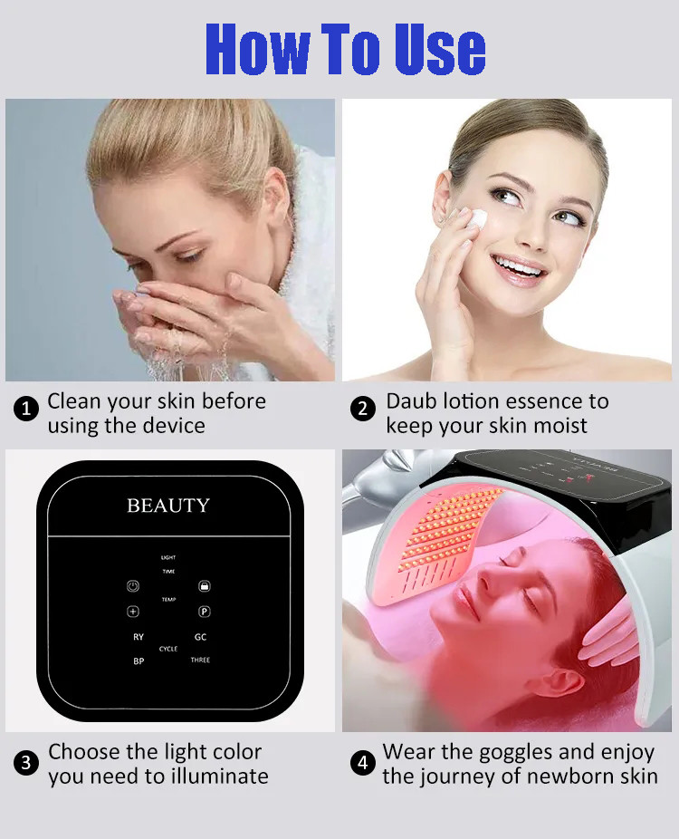 LED Light Therapy for Face - 7 Colors Photon PDT Near Infrared Light Therapy Professional LED Face Mask