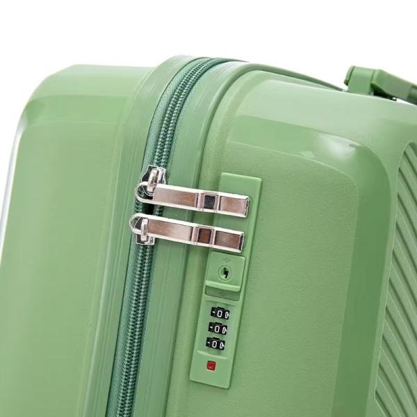 Green PP Modern Style Luggage Sets Durable Hard Shell Suitcase Waterproof Travel Cabin Luggage