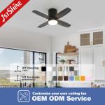 36 Inch Modern Led Invisible Ceiling Fan Mini 4 Plywood Blades Low Profile