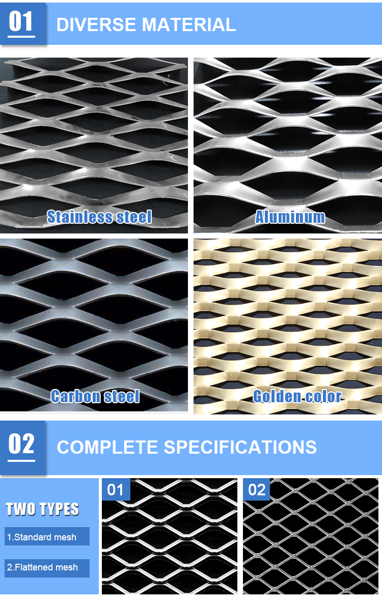 Stainless steel / copper  Expanded Metal Grill Mesh