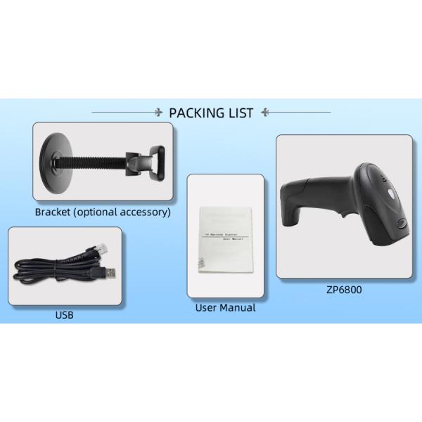 Operating Current 70MA ZP6800 1D Handsfree Barcode Reader Handheld Barcode Scanner