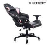 High Back Black And Pink Gaming Chair , Swivels 360 Degrees Pu Leather Office