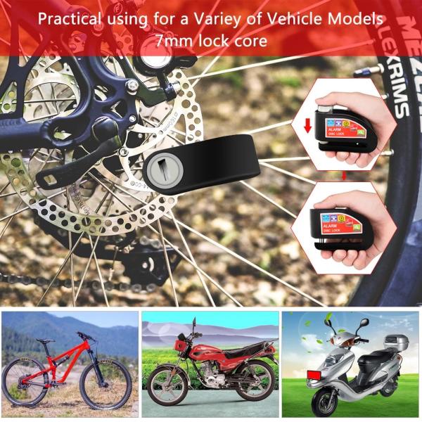 Motorcycle Bicycle Lock Alarm Safety Protection Padlock Disc Aluminum Alloy Anti-Theft Reminder