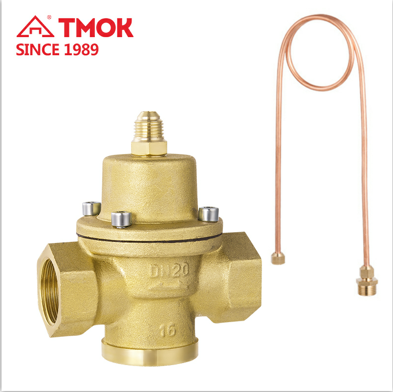 TMOK 1/2 Inch Square Cover Inline Water Supply Brass Pressure Reducing Valve For Refrigerator