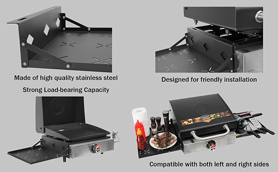 Griddle Side Shelf Tray for Blackstone 17"/ 22"/ 28" Side Grill Caddy Rack Storage Tray with Paper Towel Holder