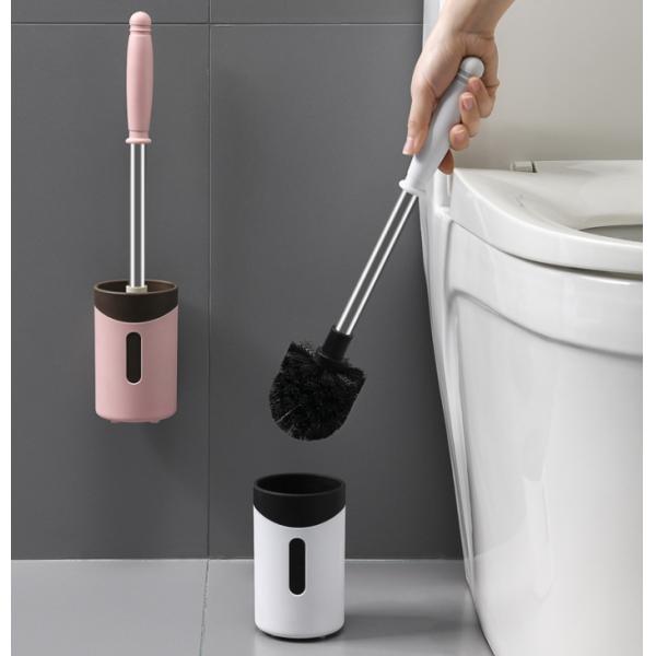 Stainless steel toilet brush no dead corner toilet brush long handle dead corner soft bristle brush household no-punch cleaning