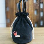Shopping Blue / Black Color Cloth Drawstring Bags Cylindrical Shape