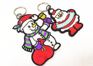 Wholesale Christmas Present Embroidered Fabric Keychain Festival Embroidered Key Tags from china suppliers