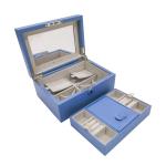 2Layer Leather Travel Jewelry Bracelet Organizer Lockable Jewellery Box