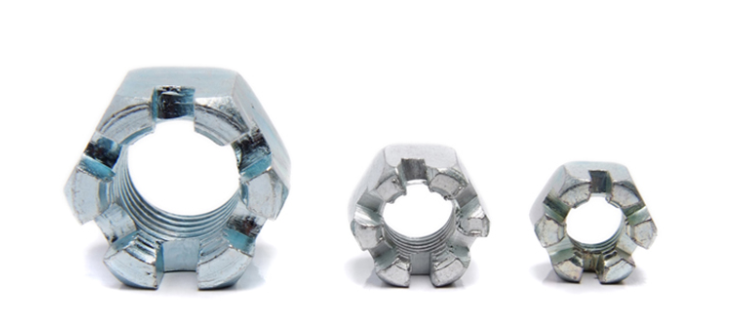 GB6178 Slotted And Castle Hexagon Nut Blue White Zinc Plated