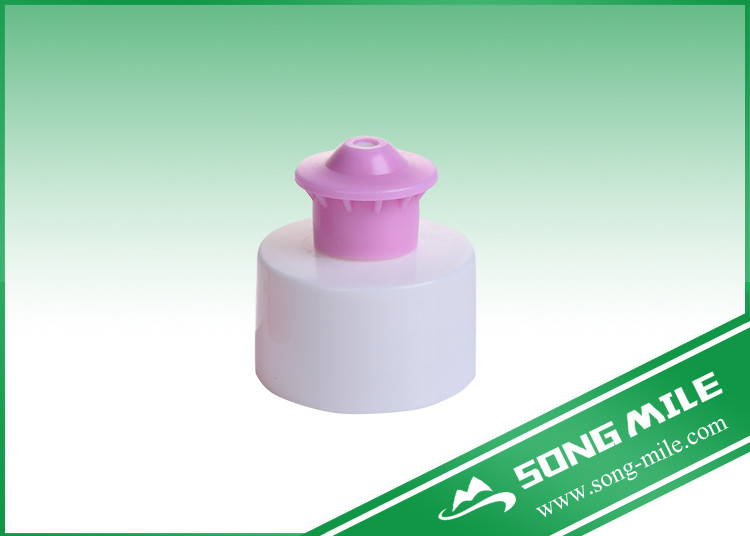 24mm All Plastic White/Pink Pull Push Cap for Cosmetics