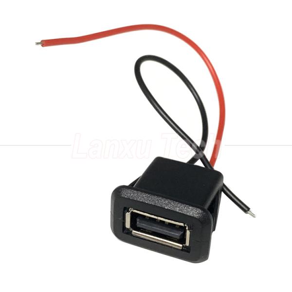Waterproof USB Type A Female Socket Mount 2 Pin Wire Cable for LED Lamp Toy