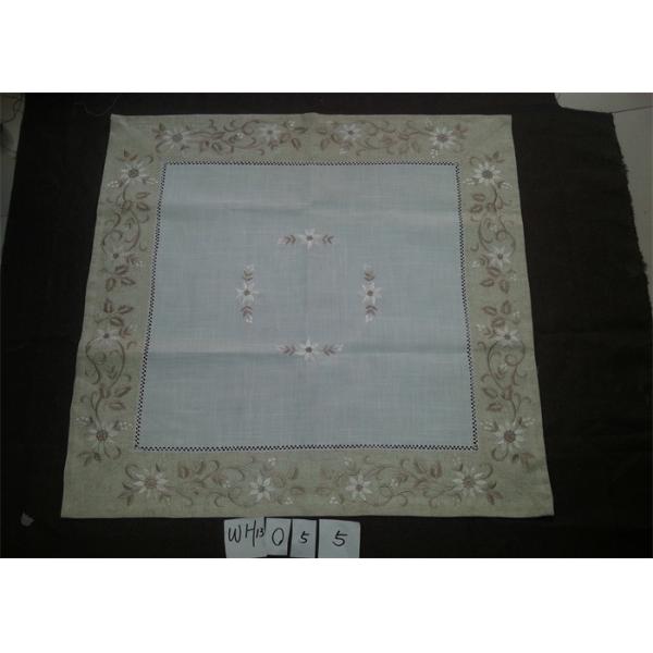 Poly Viscose Fabric Linen Hemstitch Tablecloth With Embroidery Technics
