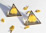 African Daisy Triangle Handcrafts Triangle Drop earrings Yellow And Red Africa