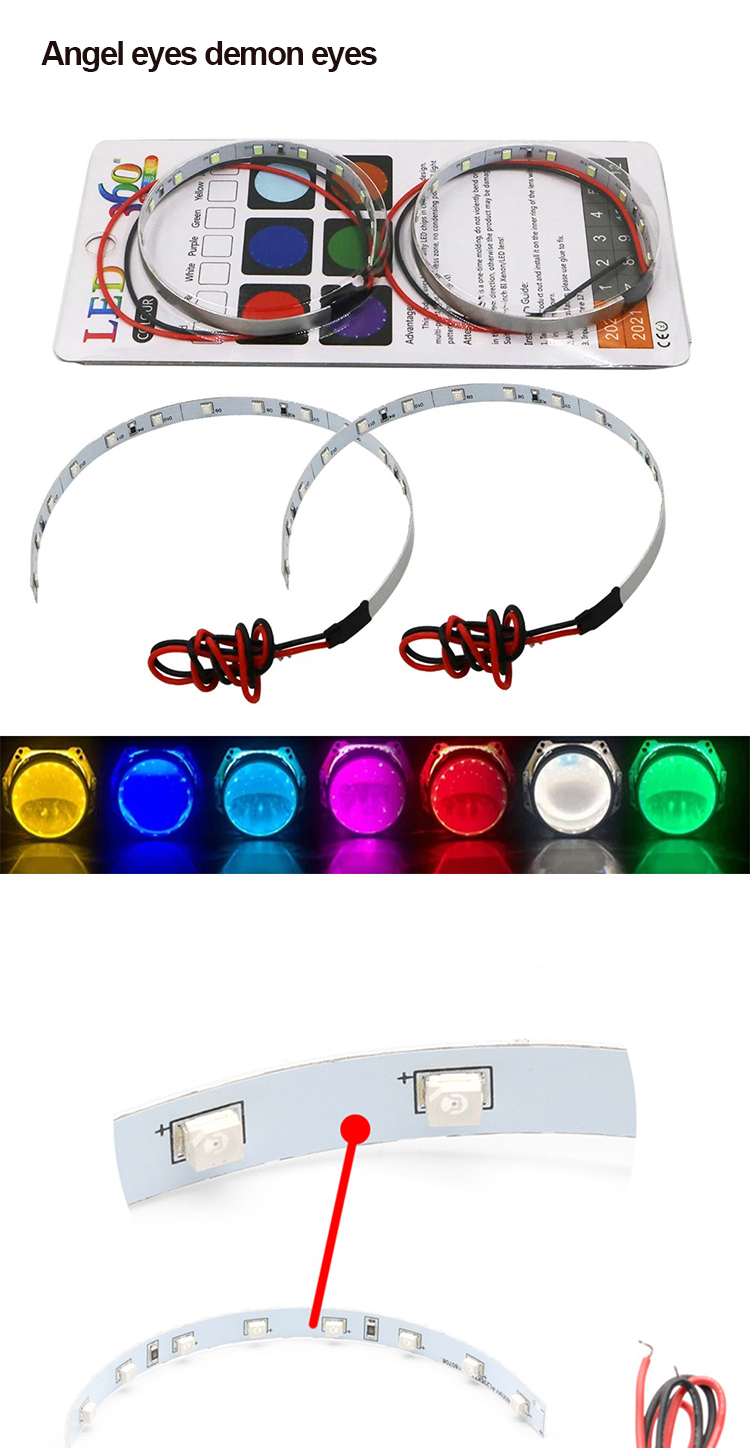 RGB 2.5 3.0 Inch LED Car Ambient Lights Headlight Ring LED Devil Eyes
