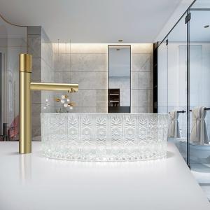 Wholesale Countertop Mounted Glass Vessel Basins For Office Decor Stain Resistant from china suppliers