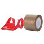 Supermarket BOPP Brown Packing Tape With Tape Cutter Pressure Sensitive Packing