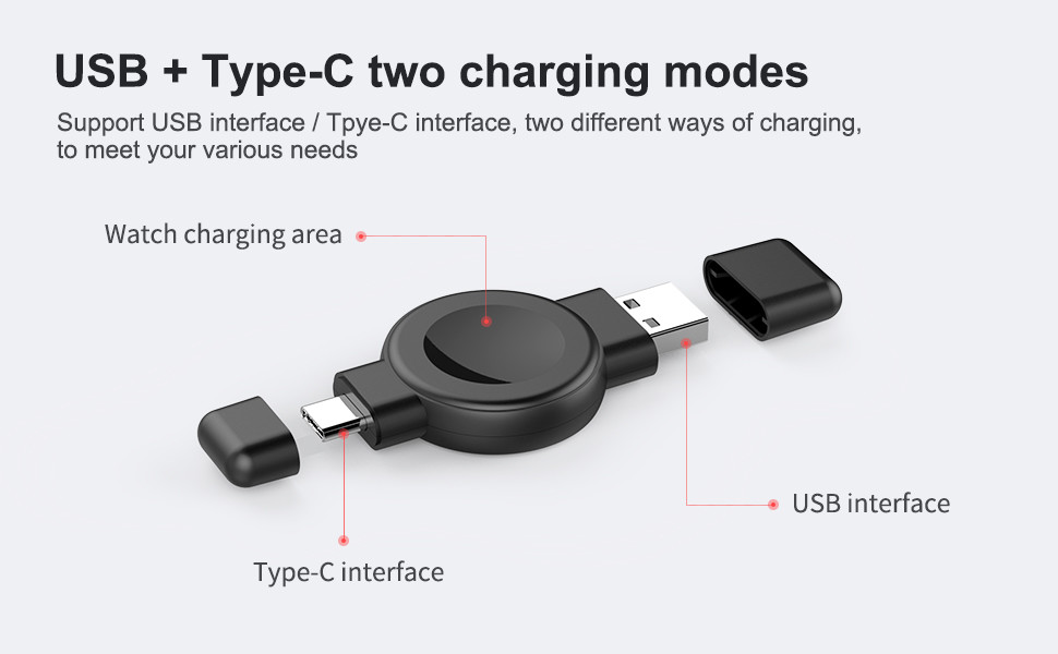 Dual Compatibility Charging Apple Watch And Samsung Charger 2.5W 1A Output 2.5 Hours Full Charge