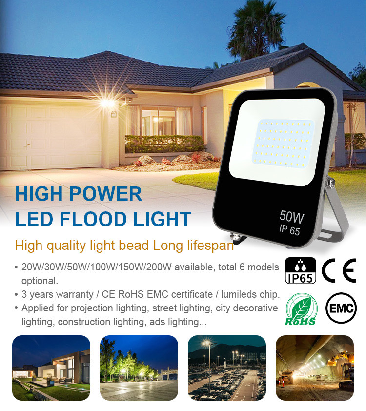 Low Profile Residential LED Outside Flood Lights Dimmable Color Changing 50 Watt 100 Watt