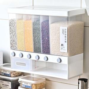 Wholesale Transparent Wall Mounted 6 Grid Cereal Dispenser With Measuring Cup from china suppliers