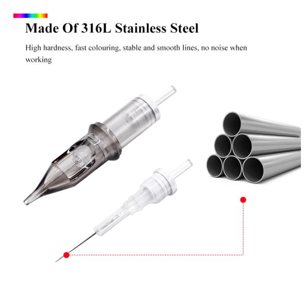 316L Stainless Steel Tattoo Needle Cartridge 20pcs Box CE ISO Certified