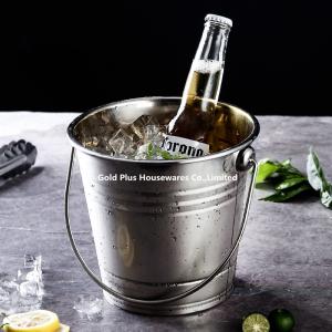 Wholesale 0.8L Promotion outdoor stainless steel ice bucket with handle for bar metal champagne beer wine keg cooler from china suppliers