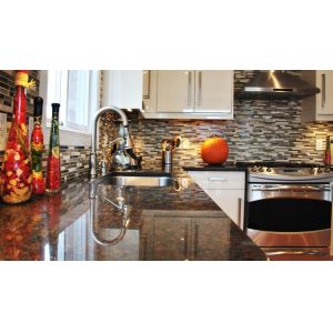 Buy cheap Coffee Brown Granite Kitchen Stone Slab Countertop Table Top Polished Brushed from wholesalers