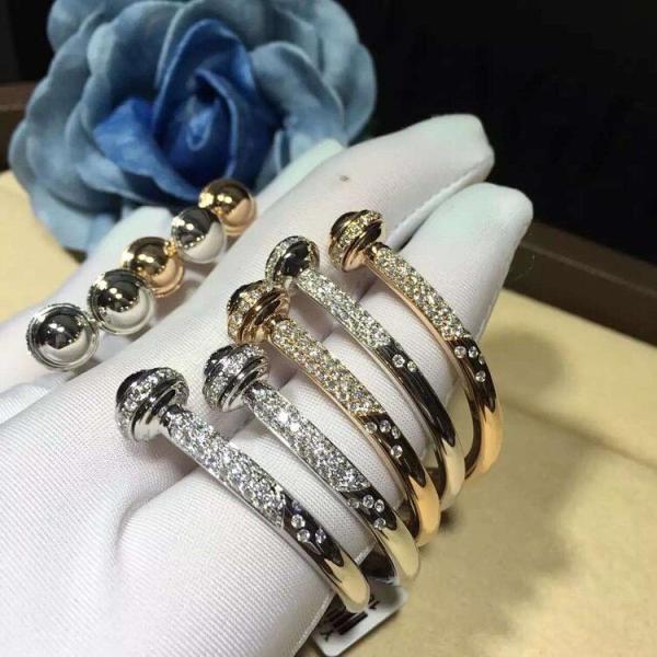 PIAGET brand jewelry 18k gold Possession open bangle bracelet set with 90