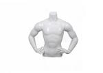 Male Upper Body Shop Display Dummy Fiberglass Material Glossy White Color