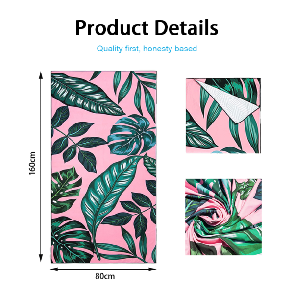 Sublimation Sand Proof Beach Towels With Zip Pocket, Recycled Microfiber Swimming Pool Summer Beach Towel With Bag