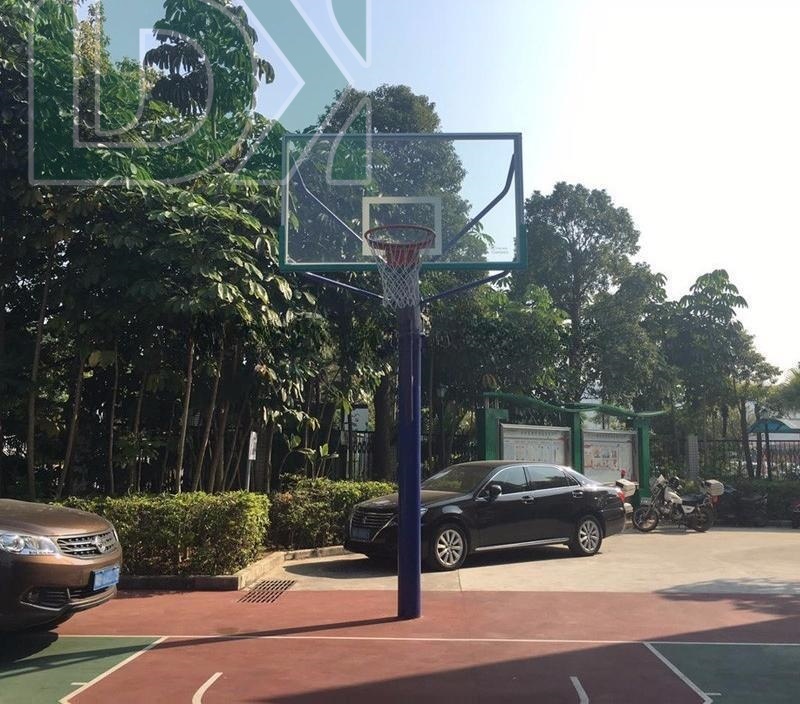 Outdoor Basketball Stand With Tempered Glass Backboard Inground Baketball Hoop