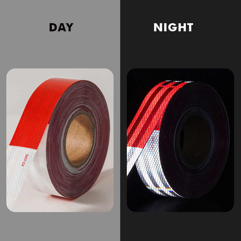 50mm 2 Inch White Red Adhesive DOT C2 Reflective Safety Tape Stickers on Truck for Vehicles