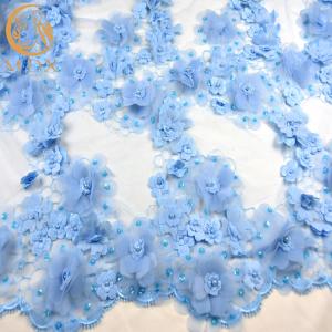 Wholesale Custom Dress 3D Flower Lace Fabric Material Nylon With Beaded Embroidery from china suppliers