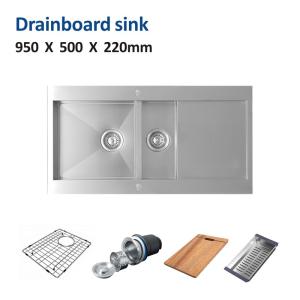 Wholesale 38inch Brushed Top Mount Kitchen Sink 16 Gauge Double Bowl 95x50 from china suppliers