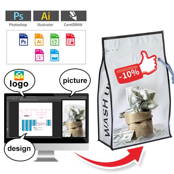 Customized Moisture-Proof Biodegradable Plastic Stand-up Zipper Pouch Bag Flat Bottom with Packaging for Tea Food