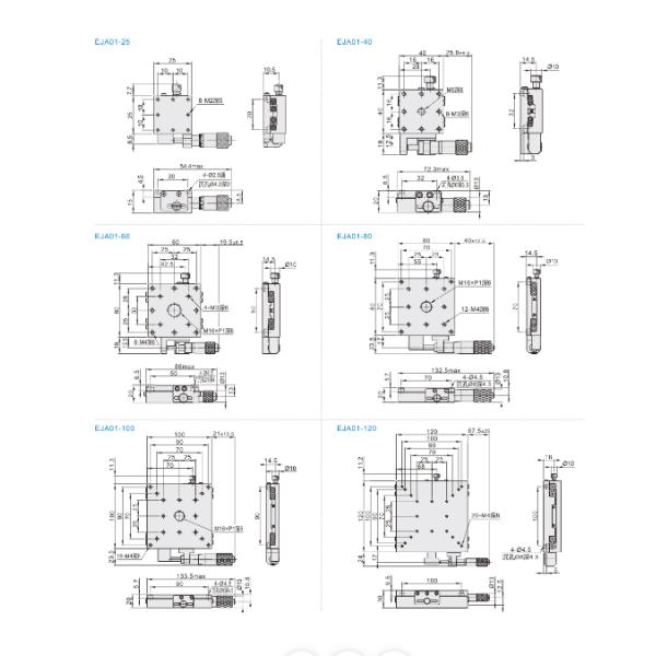 X Axis Cross Roller Slide Table , XY Axis Stage Micrometer Feed Type
